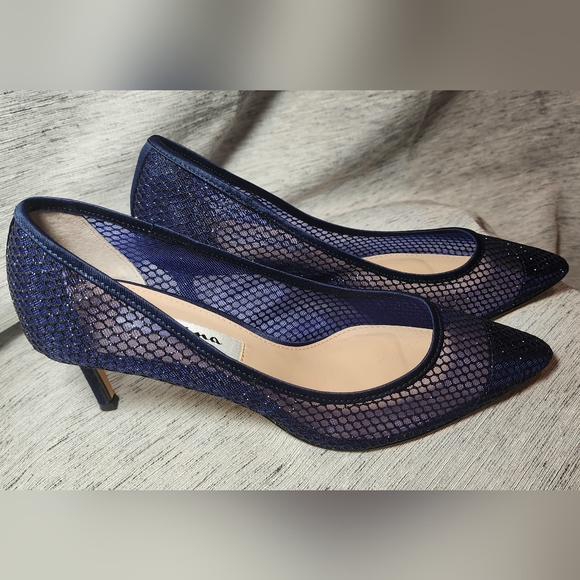 Nina Shoes - Nina size 8 Niley Navy Mesh Sparkle Sandel Pump Comfort 2 3/8 Heel New